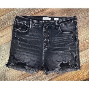 Women’s Black KanCan Distressed, High-Waist Button Fly Shorts, Buckle Brand sz30